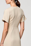 Robe Midi Abricot Satin Trapèze Col Bijou