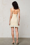 Robe Mini Abricot Satin Trapèze Bretelles Spaghetti