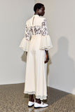 Robe Longue Ivoire Tulle Trapèze Col Bijou