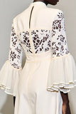 Robe Longue Ivoire Tulle Trapèze Col Bijou