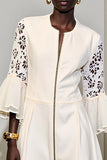 Robe Longue Ivoire Tulle Trapèze Col Bijou