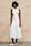 Robe Midi Ivoire Dentelle Trapèze Col Bijou