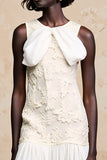 Robe Midi Ivoire Dentelle Trapèze Col Bijou