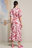 Robe Midi Rose Imprimer Trapèze Col V