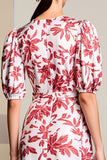 Robe Midi Rose Imprimer Trapèze Col V