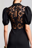 Robe Longue Satin Noir Trapèze Col V