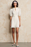 Robe Mini Ivoire Trapèze Avec Col