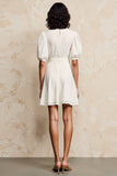 Robe Mini Ivoire Trapèze Avec Col