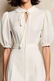 Robe Mini Ivoire Trapèze Avec Col