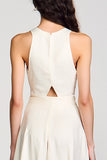Robe Ivoire Midi Satin Trapèze Col V