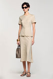 Robe Midi Abricot Trapèze Ras De Cou