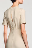 Robe Midi Abricot Trapèze Ras De Cou