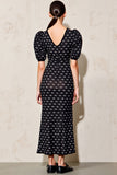 Robe Longue Noir Satin Fourreau Col V