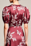 Robe Longue Rouge Satin Trapèze Col V