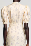Robe Midi Abricot Satin Trapèze Col Montant
