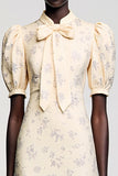 Robe Midi Abricot Satin Trapèze Col Montant