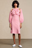 Robe Court Rose Satin Trapèze Licou
