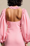 Robe Court Rose Satin Trapèze Licou