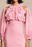 Robe Court Rose Satin Trapèze Licou