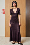 Robe Longue Noir Fourreau Col V
