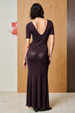 Robe Longue Noir Fourreau Col V
