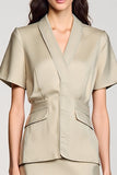 Robe Midi Satin Gris Trapèze Col V