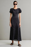 Robe Longue Noir Tulle Trapèze Ras De Cou