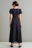 Robe Longue Noir Tulle Trapèze Ras De Cou