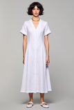 Robe Midi Blanc Dentelle Trapèze Col V