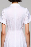Robe Midi Blanc Dentelle Trapèze Col V