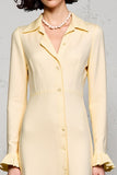 Robe Midi Abricot Satin Trapèze Avec Col