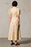 Robe Midi Abricot Imprimer Trapèze Avec Col