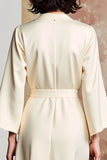 Robe Midi Satin Trapèze Ivoire Col V