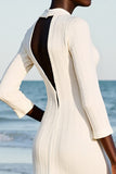 Robe Midi Ivoire Fourreau Ras De Cou