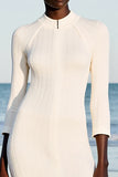 Robe Midi Ivoire Fourreau Ras De Cou