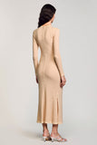 Robe Longue Abricot Fourreau Ras De Cou