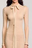 Robe Longue Abricot Fourreau Ras De Cou