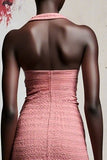 Robe Midi Rose Trapèze Col V