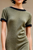 Robe Longue Trapèze Olive Col Bateau