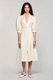 Robe Ivoire Trapèze Midi Satin Col V