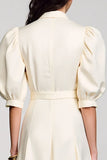 Robe Ivoire Trapèze Midi Satin Col V