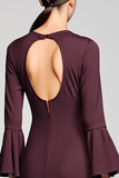 Robe Longue Bourgogne Satin Trapèze Col Bateau