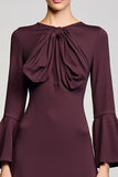 Robe Longue Bourgogne Satin Trapèze Col Bateau