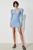 Robe Mini Bleu Fourreau Col Bijou