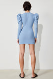 Robe Mini Bleu Fourreau Col Bijou