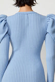 Robe Mini Bleu Fourreau Col Bijou