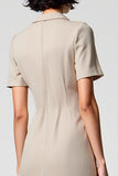 Robe Longue Gris Satin Fourreau Avec Col