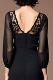 Robe Longue Noir Dentelle Trapèze Col V