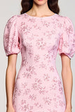 Robe Longue Rose Imprimer Trapèze Col Bateau