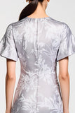 Robe Midi Gris Imprimer Fourreau Col Bateau